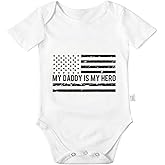 Avuzcemk My Daddy is My Hero American Flag Bodysuits, Newborn Baby Clothes, Boys Girls Infant Cotton Outfits 0-24 Months