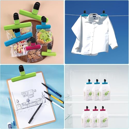 Food Tongs 12 Pieces Reusable Food Bag Plastic Closure Bag Clip for Bags for Kitchen Office Garage