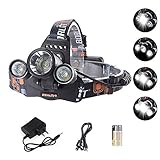 GHB Headlamp LED Headlamp 6000LM Flashlight 3x LED 4 Modes Headlamp for Camping Hiking Hunting