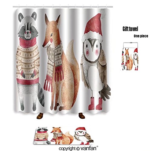 Vanfan Bath Sets With Polyester Rugs And Shower Curtain Christmas