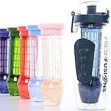 Fresh Fusions Fruit Infuser Water Bottle 32 oz Orion Blue Infusion Water Bottle For Sports Hydration - Comes With Insulated Sleeve + Bonus eBook w/ 25 Healthy Recipes - Now With New Freezer Ball