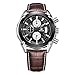 Megir Brown Mens Chronograph Miltary Casual Sport Brown Leather Quartz Watch