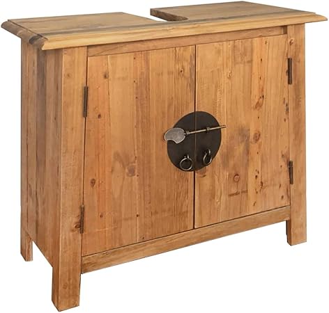 Vidaxl Meuble Lavabo Salle Bain Pin Massif Recycle Rangement Armoire Toilette Amazon Fr Cuisine Maison