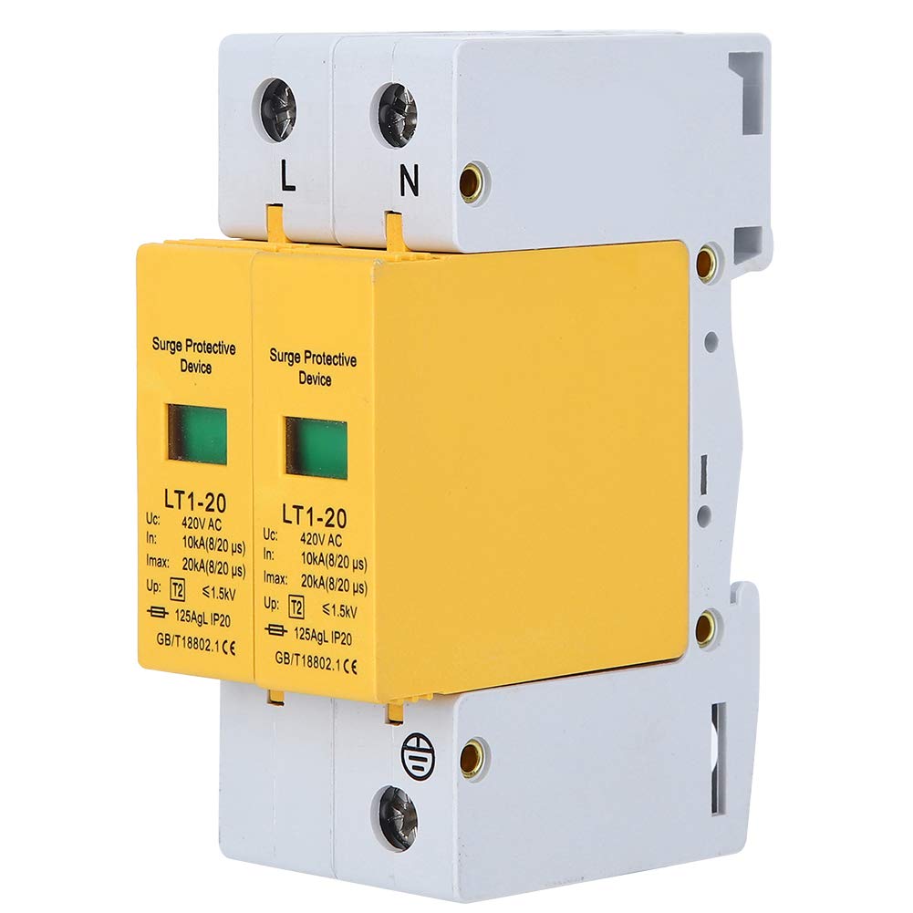 DEWIN Surge Protection Device, Yellow Module 2P LT1‑20 20ka Anti‑Thunder Modular Appliances