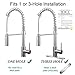 Moone Commercial Modern Single Handle Spring High Arc Brushed Nickel Kitchen Faucet, Pull Out Sprayer Kitchen Faucets Pull Down Spray Brass and Stainless Steel Kitchen Sink Faucet with Deck Plate