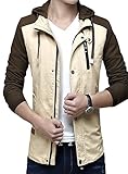 MAX.T Men's Cotton Lightweight Front Zip Jacket With Hat