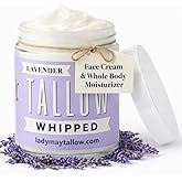 Lady May Tallow Whipped Tallow 24oz - All Natural Face Cream + Whole Body Moisturizer for Dry Skin - Made With Scented Oil Blend - No Preservatives, Parabens or Seed Oils - USA Made (Lavender)