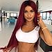 ForQueens Ombre Long Straight Wine Red Wig for Women Middle Part Synthetic Burgundy Wig for Black Women Heat Resistant Fiber