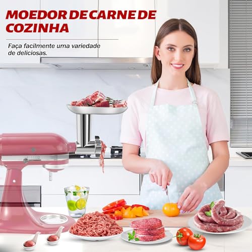 Acessório para Moedor de Carne de Metal para Batedeira, Acessório para Moedor de Carne, Enchedor de Salsicha, Acessório para Moedor de Carne para Alimentos, Acessórios para Batedeira