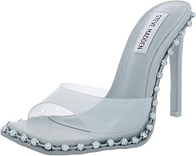 Amazon.com | Steve Madden Zabrina Mint Green Open Toe Slide Stiletto Heel  with Rhinestones (Mint Green Mule, 5) | Heeled Sandals
