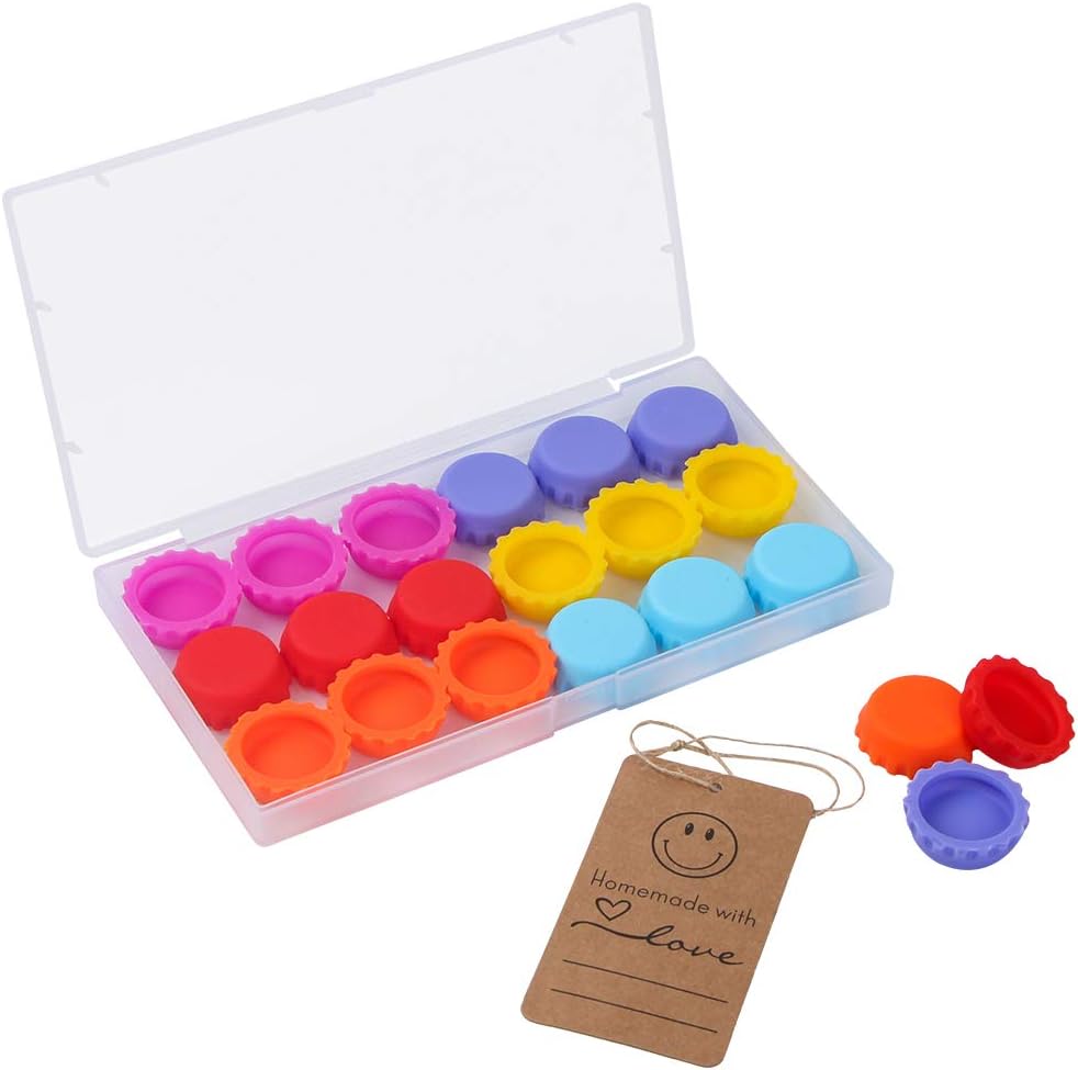 Reusable Beer Caps, Silicone Rubber Bottle Caps (Pack of 18), Ideal for