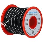 BNTECHGO 22 Gauge Silicone Ribbon Cable Flexible 4P Black 25 ft Flat Cable 22 AWG Stranded Tinned Copper Wire