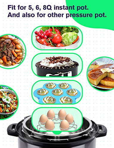 7 PCS Stackable Accessories for Instapot Set - Vegetable Steamer Basket, Egg Bites Molds, Springform Pan, Egg Steamer Rack and Anti-scald Gloves, Fit 5/6 / 8 qt Instapot and Pressure Cooker