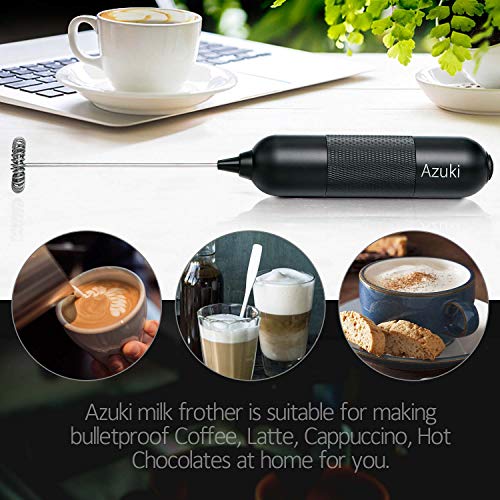 Azuki All Metal Milk Frother Handheld Battery Operated Electric (Q8z
