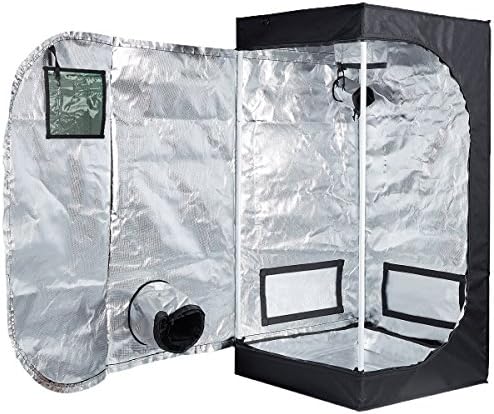 Peseetek Indoor Grow Tent with Green Observation Window Stronger Steel Frame&High Reflective Mylar Grow Tents for Indoor Plants Floor Tray Included (24"x24"x48" D Door with Window)