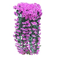 DD-upstep 2.8 Ft Artificial Hanging Violet Flowers, Wall Wisteria Hanging Garland Vine, Fake Silk Orchid for Home Party Wedding Decor, Includes 7. 190 Small Flowers (Purple)