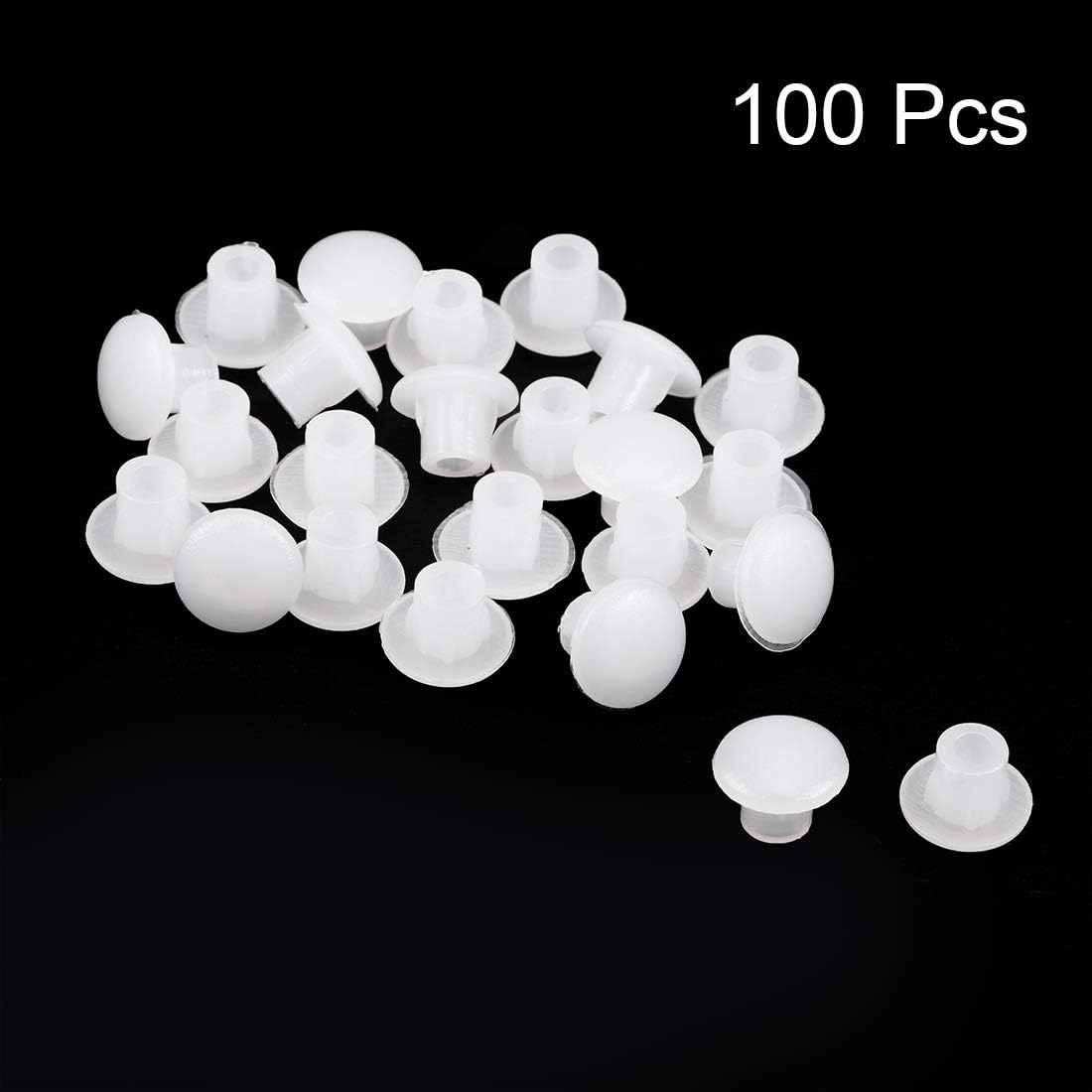 sourcing map Shelf Peg Hole Plugs 5mm Dia Clear White Tube Cover for Nail Cabinet Button Bracket Cupboard Bookshelf Bookcase Adjustable Shelf Closet 100Pcs - Image 3