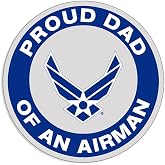 Round Proud DAD of an Airman Sticker (Vinyl Decal United States Air Force Father Logo for car Truck or Laptop (3 inch) USAF Licensed