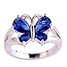 Psiroy 925 Sterling Silver Plated Created Blue Sapphire Filled Butterfly Ring Size 6