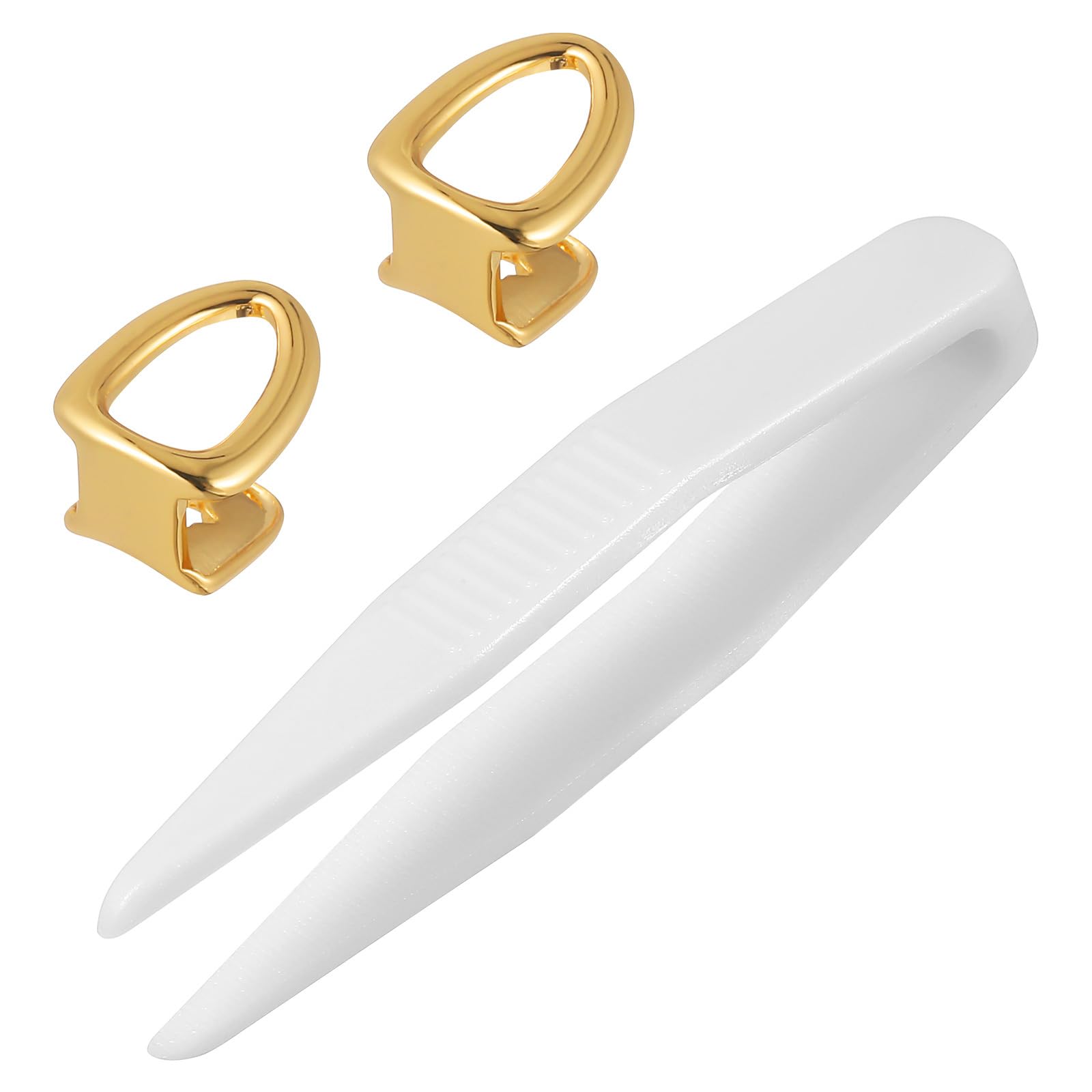 HANABASS Gold Tooth Cap Single Grill Teeth Jewelry Hip Hop Party Costume Copper 2Pcs with Tweezers