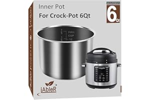 IABLER Inner Pot for Crock Pot 6 Quart - Stainless Steel Replacement Pot for Crock-Pot 6 Qt Multi-Cooker Crockpot 6 Quart Pressure Cooker 2100467 Accessories Parts