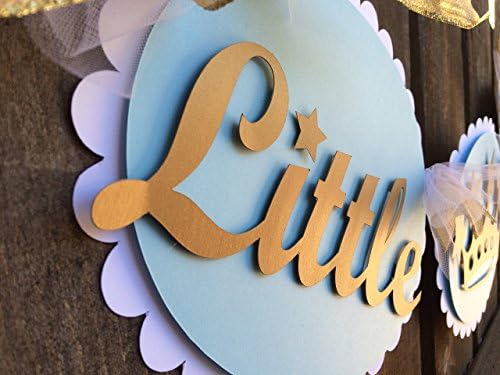 Little prince banner royal theme handmade white/light blue/gold royal theme baby shower banner-gender reveal