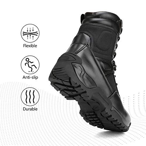 NORTIV 8 Men's Military Tactical Work Boots Side Zip Hiking Motorcycle