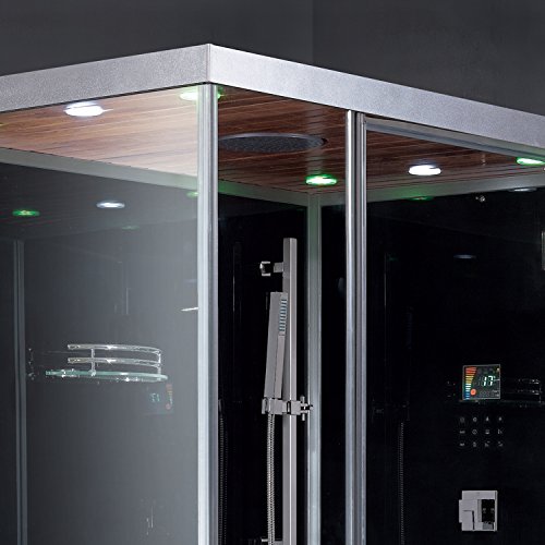 Ariel Platinum DZ961F8-BLK-R Steam Shower in Black with Right Side Drain and Plumbing Fixtures