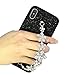 Omio for iPhone Xs Glitter Diamond Case with Finger Loop Strap Hand Chain Holder Bracelet Shiny Flower Luxury Cover Bling Crystal Sparkle Rhinestone Protective Floral
