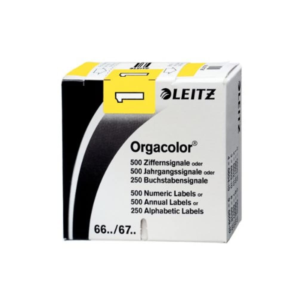 Leitz 66011000 Orgacolor Number Labels 1 500 in Pack Yellow