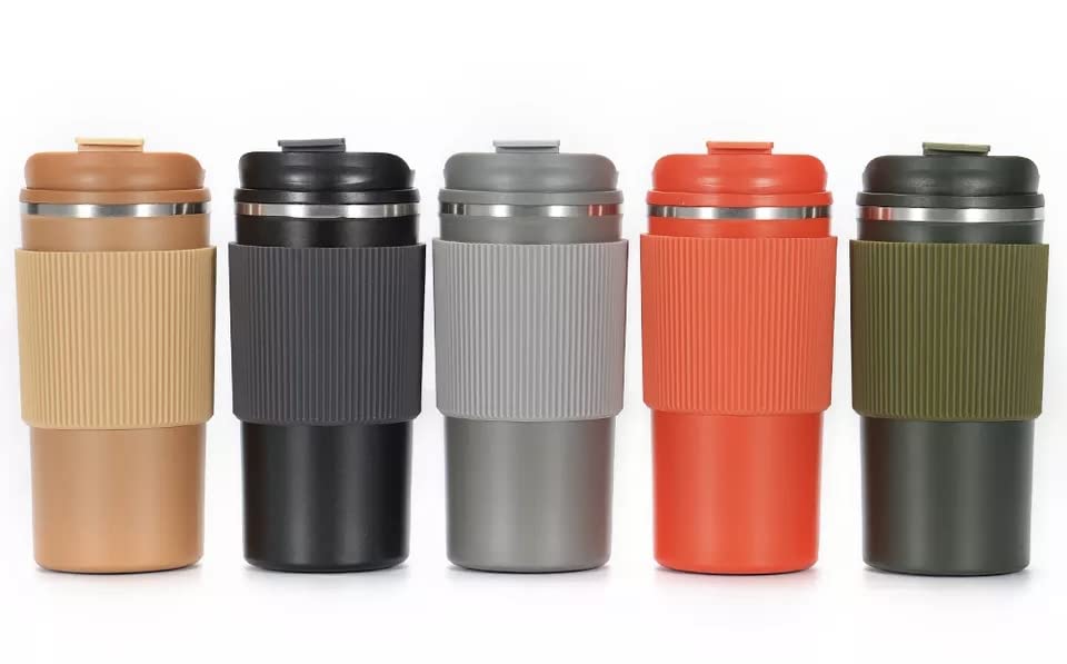 NS Coffee Travel Mugs 450mls/15oz Leakproof lids Stainless Steel Thermal Vacuum Flask Insulated Coffee Cups Tumbler BPA Free Easy Clean Reusable for hot and Cold Drinks