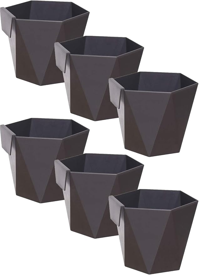 ideastation Pot de Fleur Plastique 6 pièces, 11 cm, Anthracite, carré