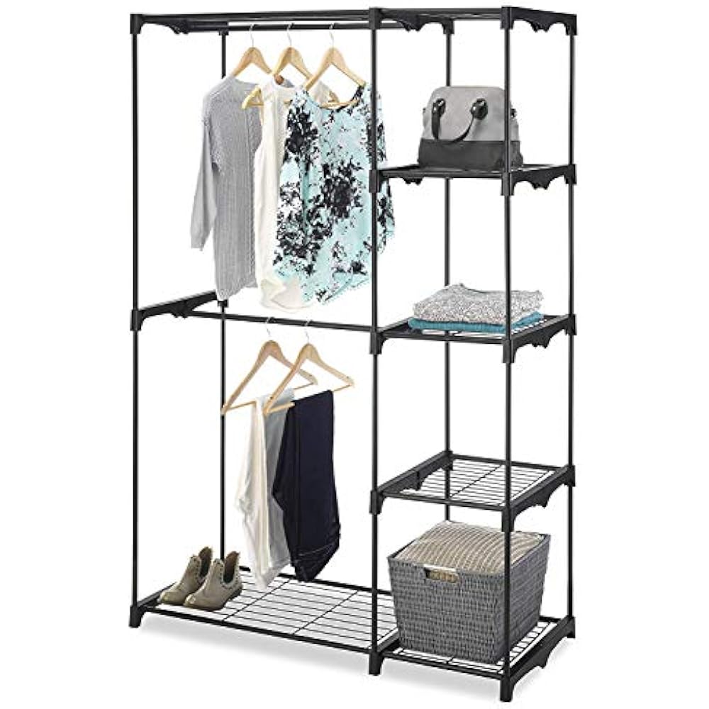 Whitmor Freestanding Portable Closet Organizer Heavy Duty Black Steel