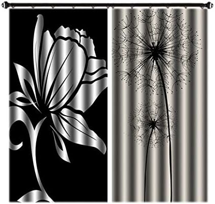 カーテン 85 遮光カーテン 3 Dの黒と白のバラ スーパーソフト断熱 遮熱カーテン 直営店 アイレット付き おしゃれ 2枚組 ドレープカーテン寝室 2x66 W リビング用 X72 H