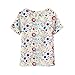 ROPALIA Ladies Girl Summer Chiffon Loose Blouse Bubbles Print T-Shirts Blue US10