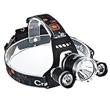 CrazyFire LED Headlamp,3 Cree XM-L T6 5000lm Super Bright LED Headlamp,Waterproof Hunting LED Headlight Torch 4 Modes Hands-free Flashlight for Hiking Camping Running Camping Riding (No Battery)