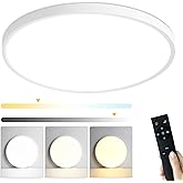 HOVENLA LED Flush Mount Ceiling Light Fixture 15 Inch, 36W 3600lm Dimmable Kitchen Light Fixture Ceiling Mount with Remote, A
