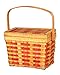 Vintiquewise(TM) Rectangle Basket with Burgundy Stripes