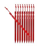 Sportneer 10x Tent Stakes Heavy Duty pegs with Carrying Pouch, Red