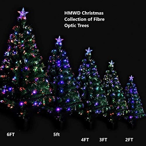 HMWD Collection of Multi Coloured Fibre Optics 6FT, 5FT, 4FT, 3FT, 2FT Trees - Christmas Decoration (3ft)
