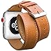 Compatible with Apple Watch Band 38 40mm, Marge Plus Genuine Leather Double Tour Watch Strap Replacement Band Compatible with Apple Watch Series 4 /3 / 2/ 1 Sport and Edition, Brown
