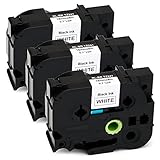 JARBO TZE-241 Compatible Brother TZE241 Label Tape Black on White, 3 Packs, 0.7 Inch x 26.2 Feet (18mm x 8m), Used for Brother P-Touch PT-D400AD PT-D400 PT-D450 PT-D600 PT-D600VP PT-P700 Label Maker