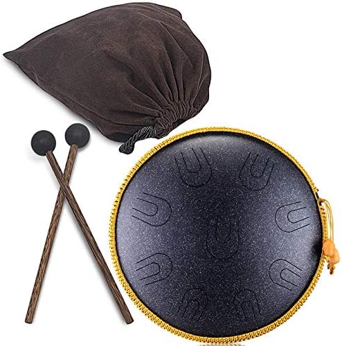 旅行バッグやマレット付き14インチ9サウンドの打楽器をぶら下げスチール舌ドラムパーカッションドラム 音楽書籍 指先 Black Silver Dots オリジナル With