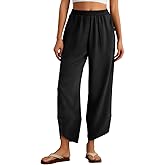Feiersi Womens Baggy Wide Leg Pants Elastic Waisted Casual Palazzo Harem Pants Summer Beach Trousers