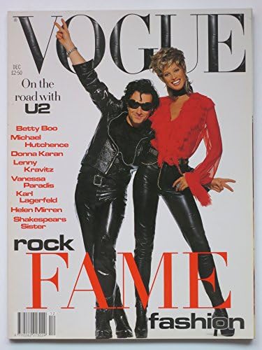 Vogue Magazine British Fashion December 1992 Vintage Fashion Magazine. Rock Fame Bono Christy Turlington Paperback – 1992