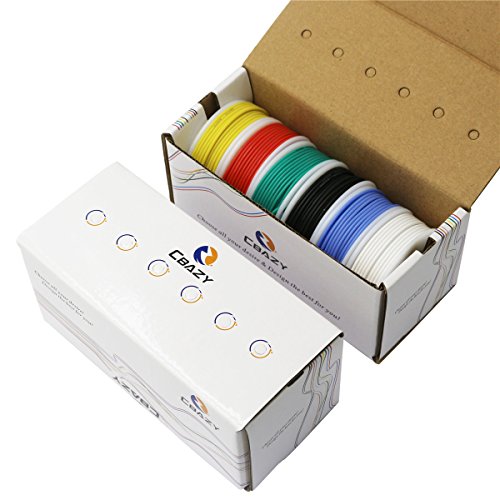 CBAZY trade; 22 Gauge Flexible Silicone wire Hook up Wire Kit (Stranded Wire Kit) Electric wire 6 colors 19.6 feet Each 22 AWG