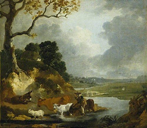 Cutler Miles Crossing The Ford by Thomas Gainsborough Hand Painted Oil on Canvas Reproduction Wall Art. 30x24