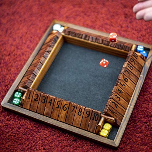 GlobalDream Shut The Box Family Game 4 Players Wooden Dice Game for