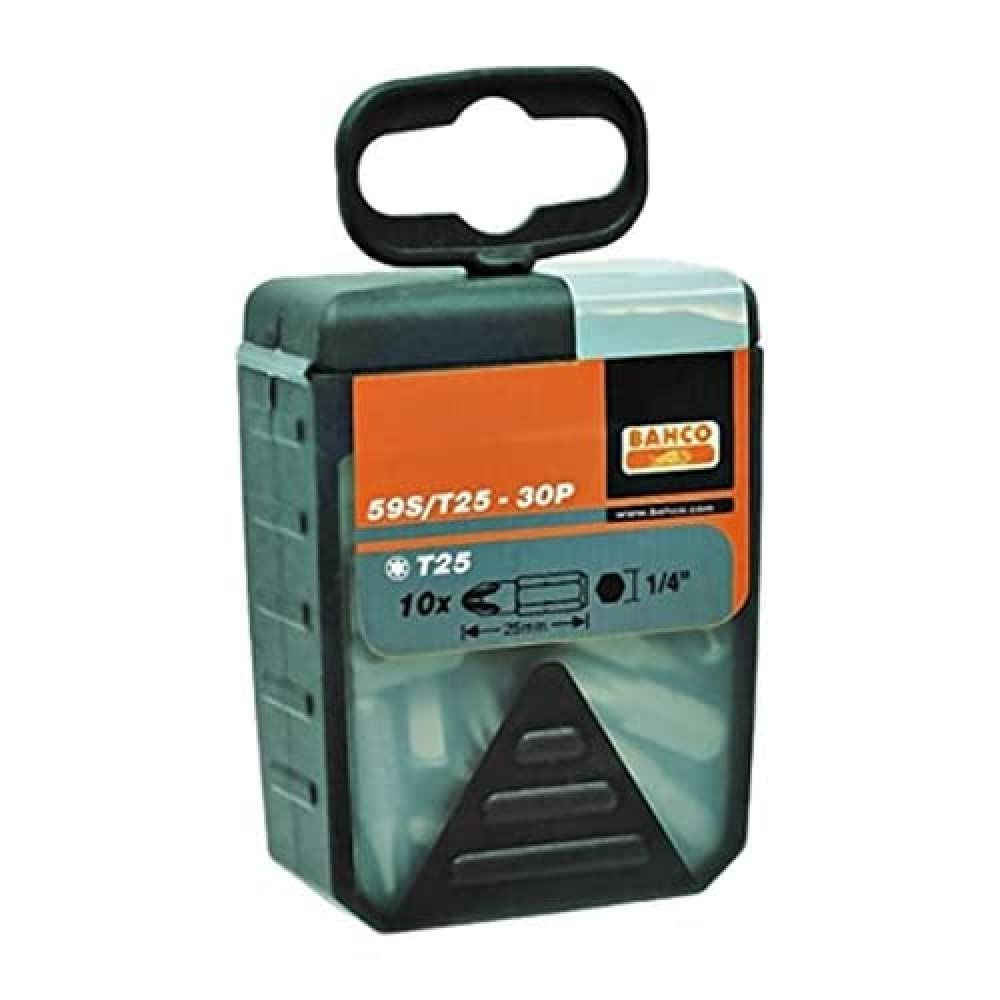 Bahco 59S/T40-30P T40 Bits for Torx Head Screws, Multi-Colour, 25 mm, Set of 30 Pieces