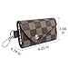 6 Ring Key Case for Men Holder Wallet for Women Leather Small Mini Credit Card Holder Plaid Bag Purse Pouch Key Chain (Brown)